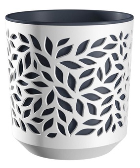 Горшок Leaves 1,25 л белый/антрацит, РФ