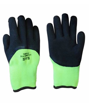 Перчатки п/э чер. вспен. латекс. покр. с внутр. ворс. начес. 10 кл, р. 10,5, Китай