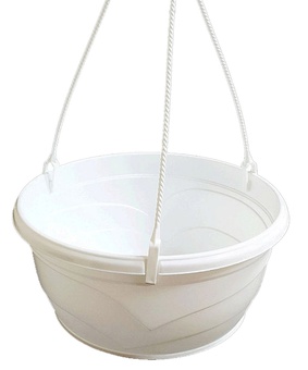 Подвесной горшок Венеция, D25,5см, 4 л, белый с поддоном, РФ