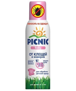 Аэрозоль Picnic BABY детям от 2 лет от клещ и комар 125мл, РФ