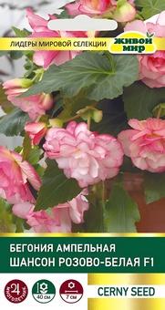 Бегония клубневая ампельная Шансон Двуцветная розово-белая F1 (Cerny seed) 10 шт, РБ