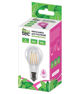 Фитолампа для раст. филаментная, 360°, А60, 8 Вт, РФ