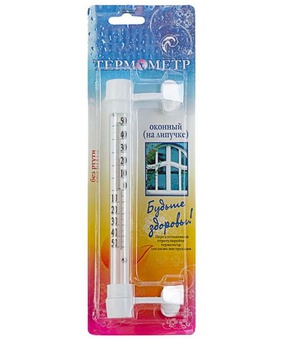 Термометр оконный стеклянный Липучка, в блистере, РФ