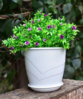 Горшок Венеция D19, 3,1л ,белый, с поддоном, РФ