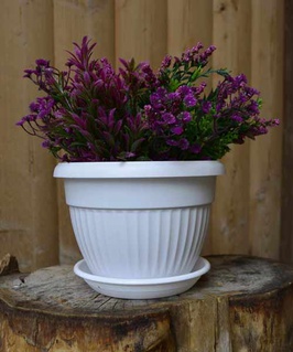 Горшок Флора D23, 4,0 л белый с поддоном, РФ