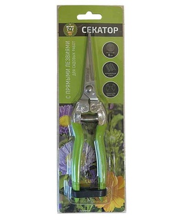 Секатор садовый с прямыми лезвиями, L20 см, РФ
