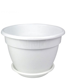 Фиалочница Антик D13, 0,75л, белый с поддоном цветочный горшок, РФ